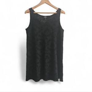 Eileen Fisher Wool Tank Dress M Black Italian Knit Minimalist Layering Tunic